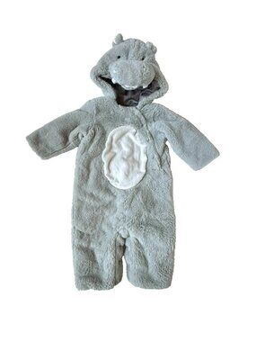 Pottery Barn Kids 6-12m Hippo Halloween Costume One Piece Gray White Dress Up